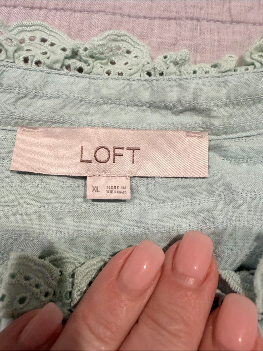 LOFT Mint Green Ruffled Pintuck Button-Down Blouse - Picture 4 of 9